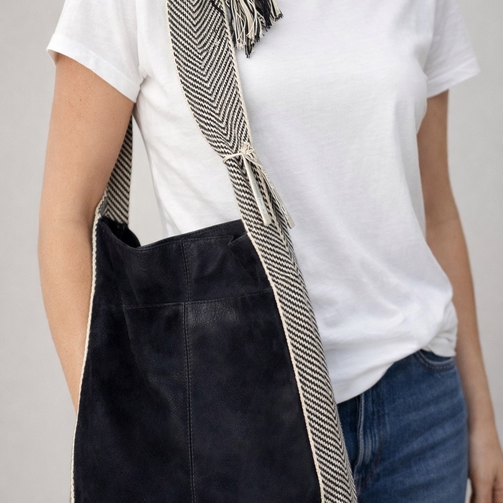 Lucky Brand Adyn Hobo Shoulder Bag Black and White